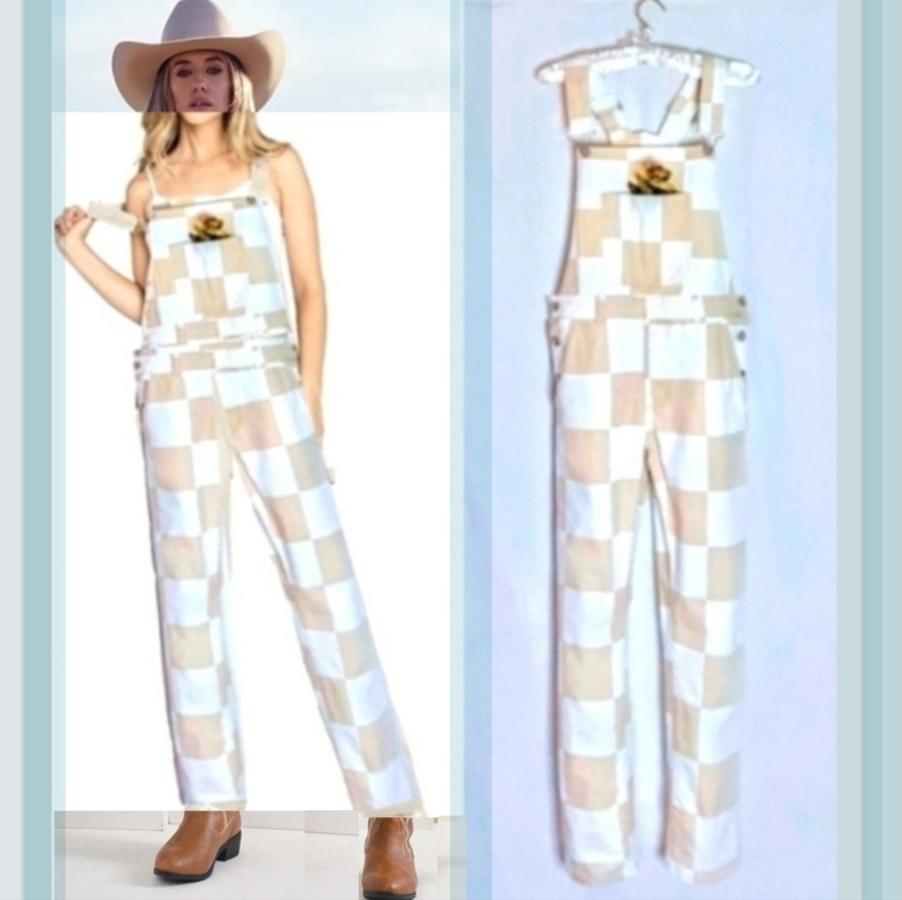 FOREVER 21 Check Overalls 🔨 Traditional Pockets + Loop, Med-Lrg